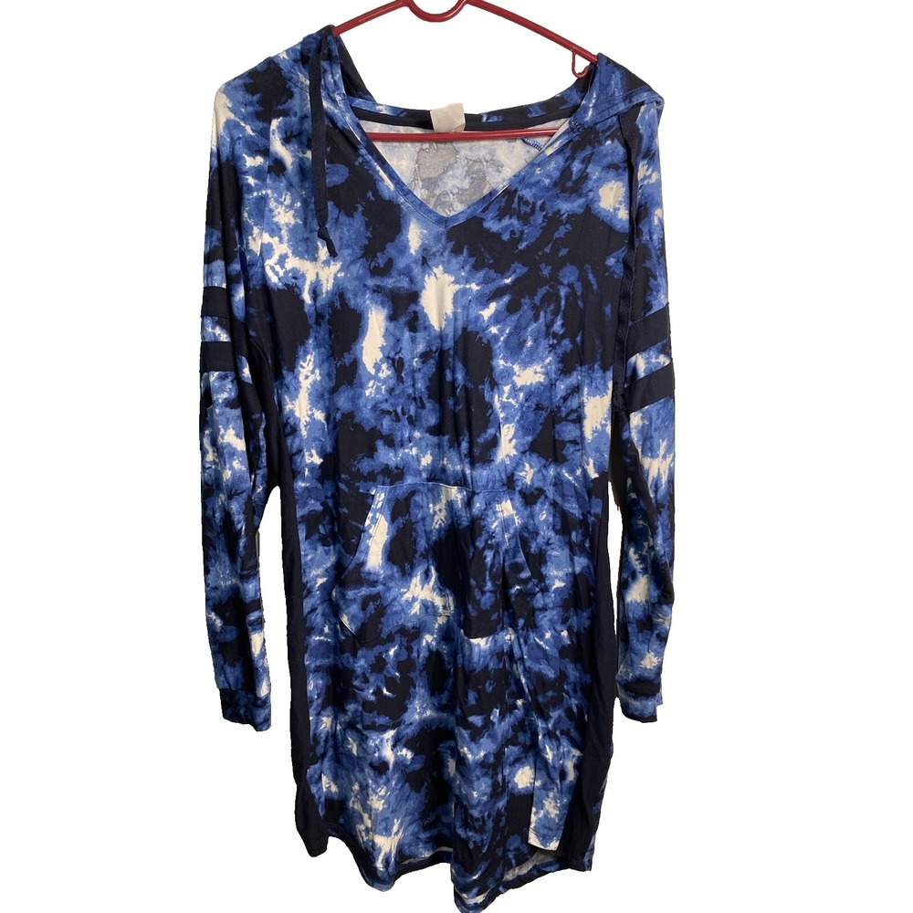 NOBO no boundaries juniors blue dress size XL 15 17 extra large long sleeve hood